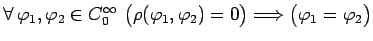 $ \forall\, \varphi_1,\varphi_2\in C_0^\infty \,\,\bigl(\rho(\varphi_1,\varphi_2)=0\bigr)
\Longrightarrow \bigl(\varphi_1=\varphi_2\bigr)$